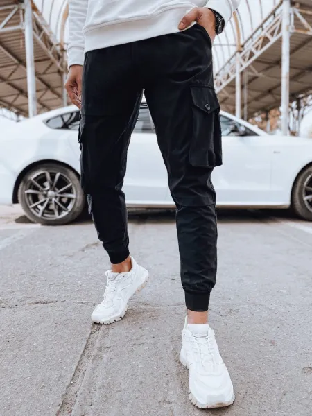 Štýlové kapsáčové joggery čierne