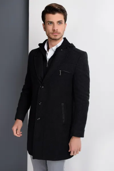 PLT8354 DEWBERRY SLIM-FIT COAT-PATTERNED ANTHRACITE - 1