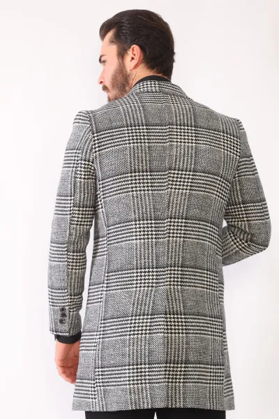 PLT8398 DEWBERRY MEN'S COAT-PLAID-BLACK