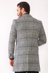 PLT8398 DEWBERRY MEN'S COAT-PLAID-BLACK
