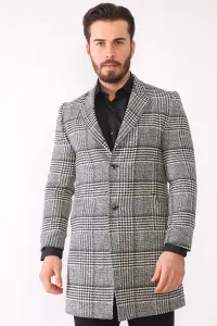PLT8398 DEWBERRY MEN'S COAT-PLAID-BLACK