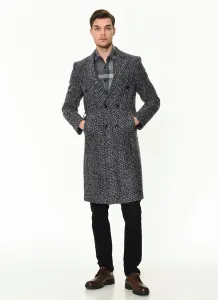PLT8382 DEWBERRY MEN'S COAT-PATTERNED NAVY BLUE