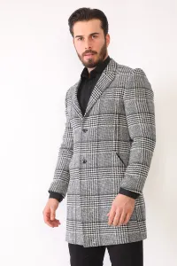 PLT8398 DEWBERRY MEN'S COAT-PLAID-BLACK