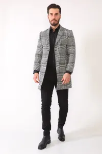 PLT8398 DEWBERRY MEN'S COAT-PLAID-BLACK