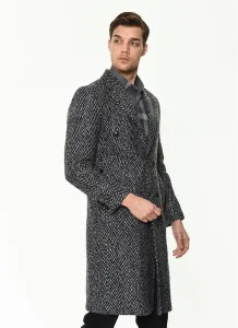 PLT8382 DEWBERRY MEN'S COAT-PATTERNED NAVY BLUE