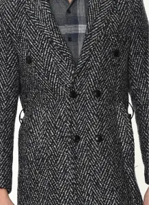PLT8382 DEWBERRY MEN'S COAT-PATTERNED NAVY BLUE