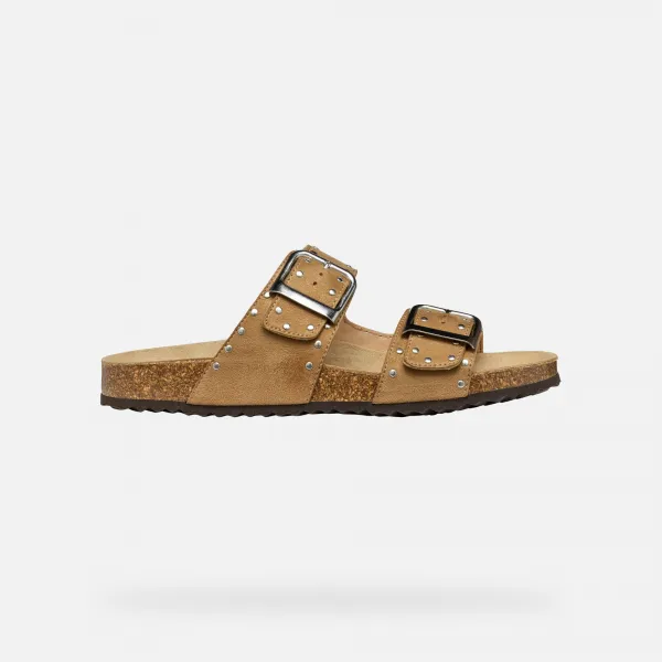 Cream women's slippers Geox Brionia R - Women's