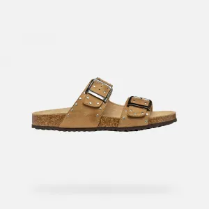 Cream women's slippers Geox Brionia R - Women's