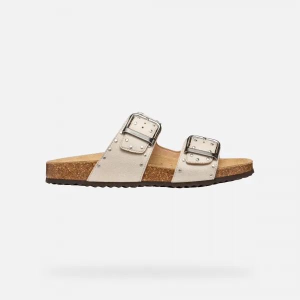 Cream women's slippers Geox Brionia R - Women's