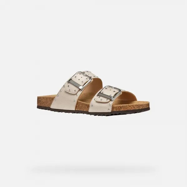 Cream women's slippers Geox Brionia R - Women's