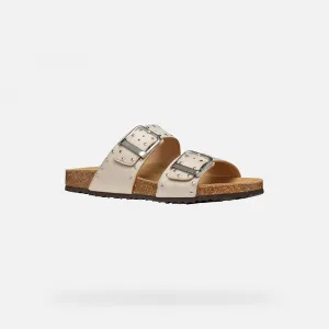 Cream women's slippers Geox Brionia R - Women's