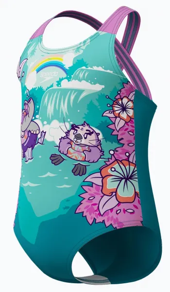 Speedo lts printed crossback girls violet/neon 9-12 mesiacov
