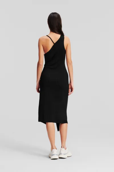 Šaty Karl Lagerfeld Logo Tape Jersey Dress Black
