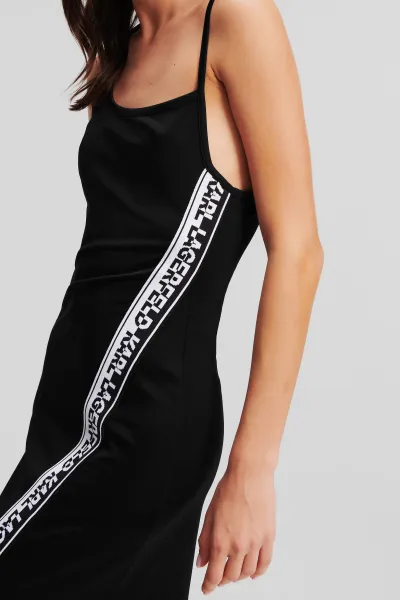 Šaty Karl Lagerfeld Logo Tape Jersey Dress Black