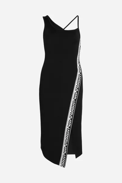 Šaty Karl Lagerfeld Logo Tape Jersey Dress Black