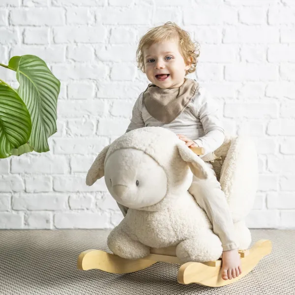 Hojdačka Teddy plyš ovečka ecru 10m+