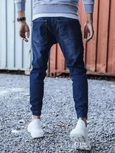 Štýlové modré rifle typu jogger - modré