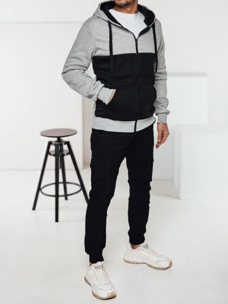 Chlapská mikina s kapucňou sivá