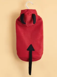 Červená mikina pre psa s kapucňou - čert