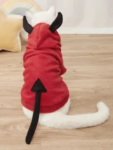 Červená mikina pre psa s kapucňou - čert