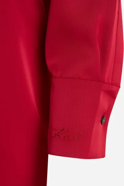 Šaty Karl Lagerfeld Karl Charm Satin Shirt Dress Chili Pepper