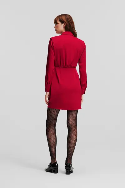 Šaty Karl Lagerfeld Karl Charm Satin Shirt Dress Chili Pepper