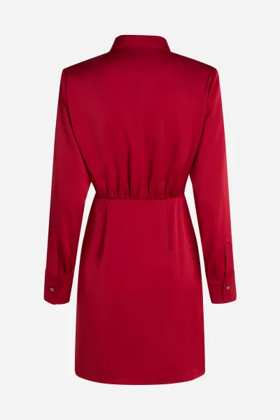 Šaty Karl Lagerfeld Karl Charm Satin Shirt Dress Chili Pepper