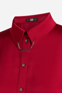 Šaty Karl Lagerfeld Karl Charm Satin Shirt Dress Chili Pepper