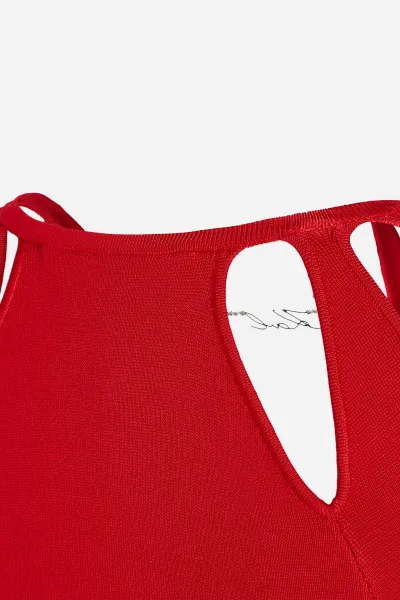 Sveter Karl Lagerfeld Cut Out Knit Sweater Chili Pepper