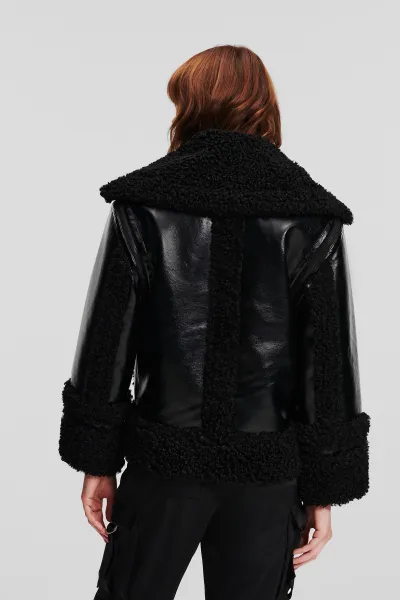 Bunda Karl Lagerfeld Faux Shearling Jacket Black