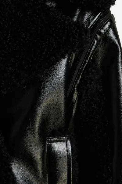 Bunda Karl Lagerfeld Faux Shearling Jacket Black