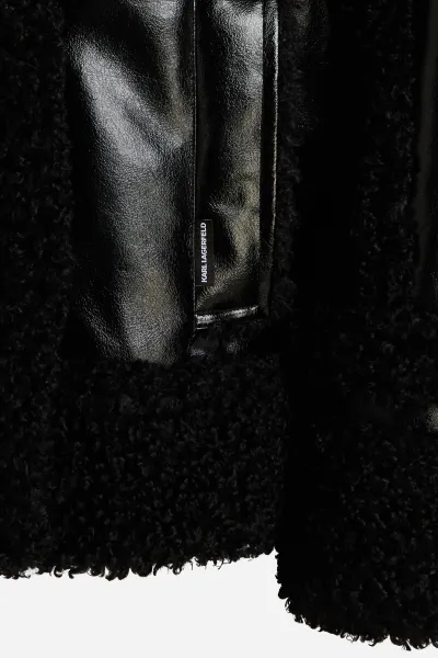 Bunda Karl Lagerfeld Faux Shearling Jacket Black