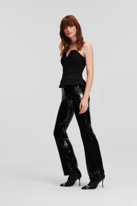 Nohavice Karl Lagerfeld Sequin Evening Pants Black