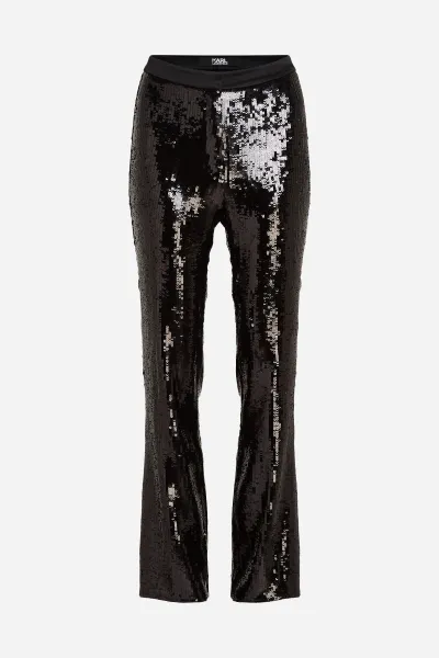 Nohavice Karl Lagerfeld Sequin Evening Pants Black