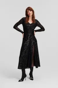 Šaty Karl Lagerfeld Sequin Maxi Evening Dress Black