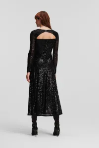 Šaty Karl Lagerfeld Sequin Maxi Evening Dress Black