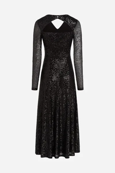 Šaty Karl Lagerfeld Sequin Maxi Evening Dress Black