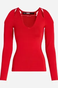 Sveter Karl Lagerfeld Cut Out Knit Sweater Chili Pepper