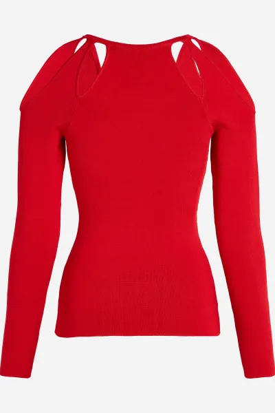 Sveter Karl Lagerfeld Cut Out Knit Sweater Chili Pepper
