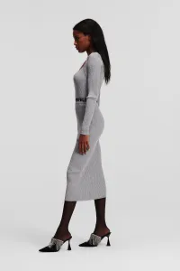 Šaty Karl Lagerfeld Lslv Lurex Logo Knit Dress Silver Lurex
