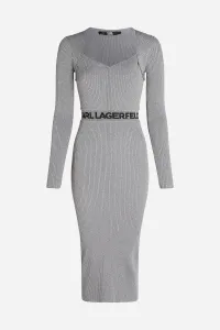 Šaty Karl Lagerfeld Lslv Lurex Logo Knit Dress Silver Lurex