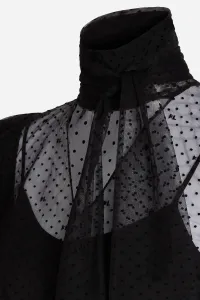 Blúzka Karl Lagerfeld Kl Mesh Ruffle Top Black