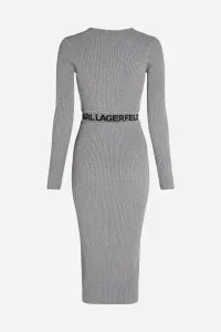 Šaty Karl Lagerfeld Lslv Lurex Logo Knit Dress Silver Lurex