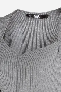 Šaty Karl Lagerfeld Lslv Lurex Logo Knit Dress Silver Lurex