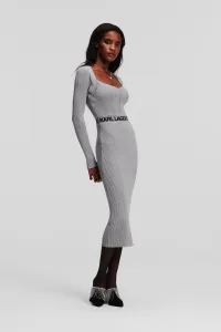 Šaty Karl Lagerfeld Lslv Lurex Logo Knit Dress Silver Lurex