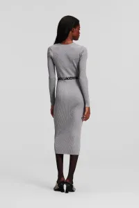 Šaty Karl Lagerfeld Lslv Lurex Logo Knit Dress Silver Lurex