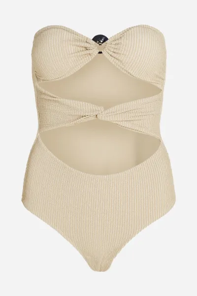 Plavky Karl Lagerfeld Karl Dna Strapless Swimsuit Beige/Gold