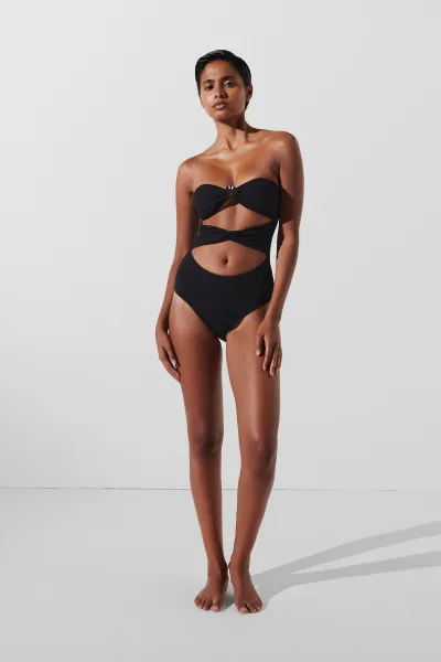 Plavky Karl Lagerfeld Karl Dna Strapless Swimsuit Black