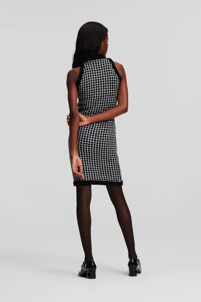 Šaty Karl Lagerfeld Boucle Knit Dress Black/Silver