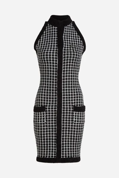 Šaty Karl Lagerfeld Boucle Knit Dress Black/Silver